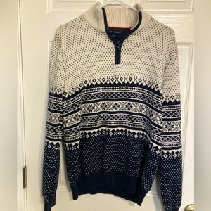 Tommy Hilfiger blue and white half zip sweater men’s large